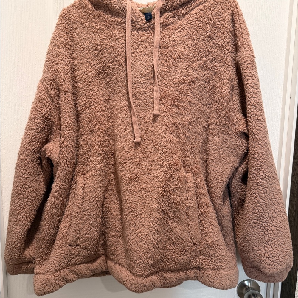 Universal Thread Teddy Sherpa Hoodie 2X Pink Cozy Pullover Hooded Sweatshirt